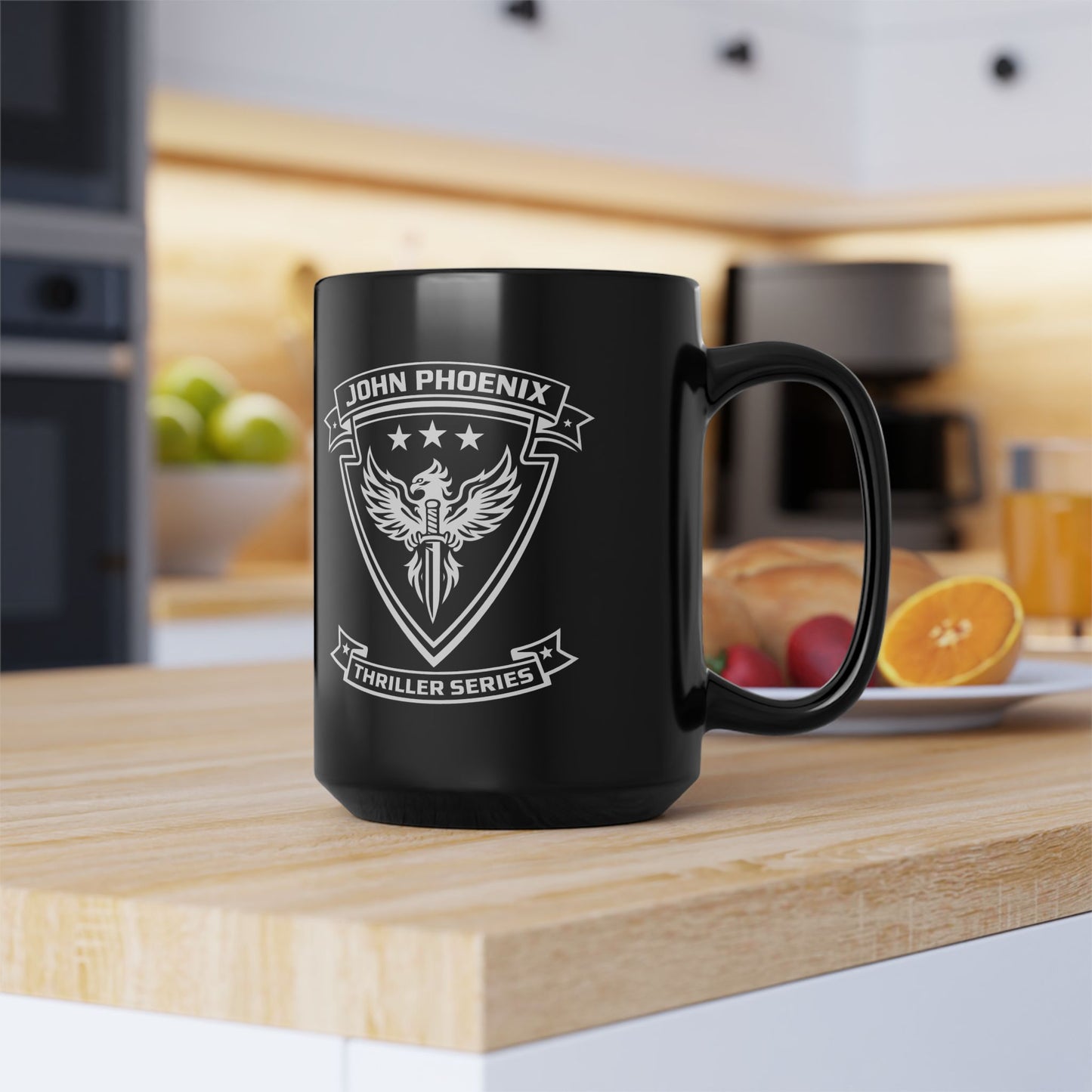 John Phoenix Thriller Series Black Mug, 15oz