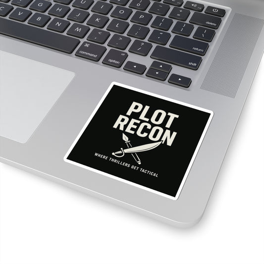 Laptop with a 'Plot Recon' sticker on the palm rest area