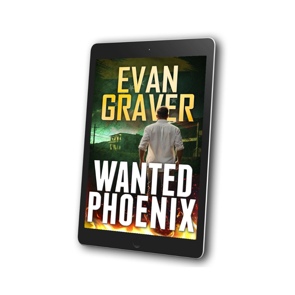 Wanted Phoenix cover on a tilted tablet with a white background