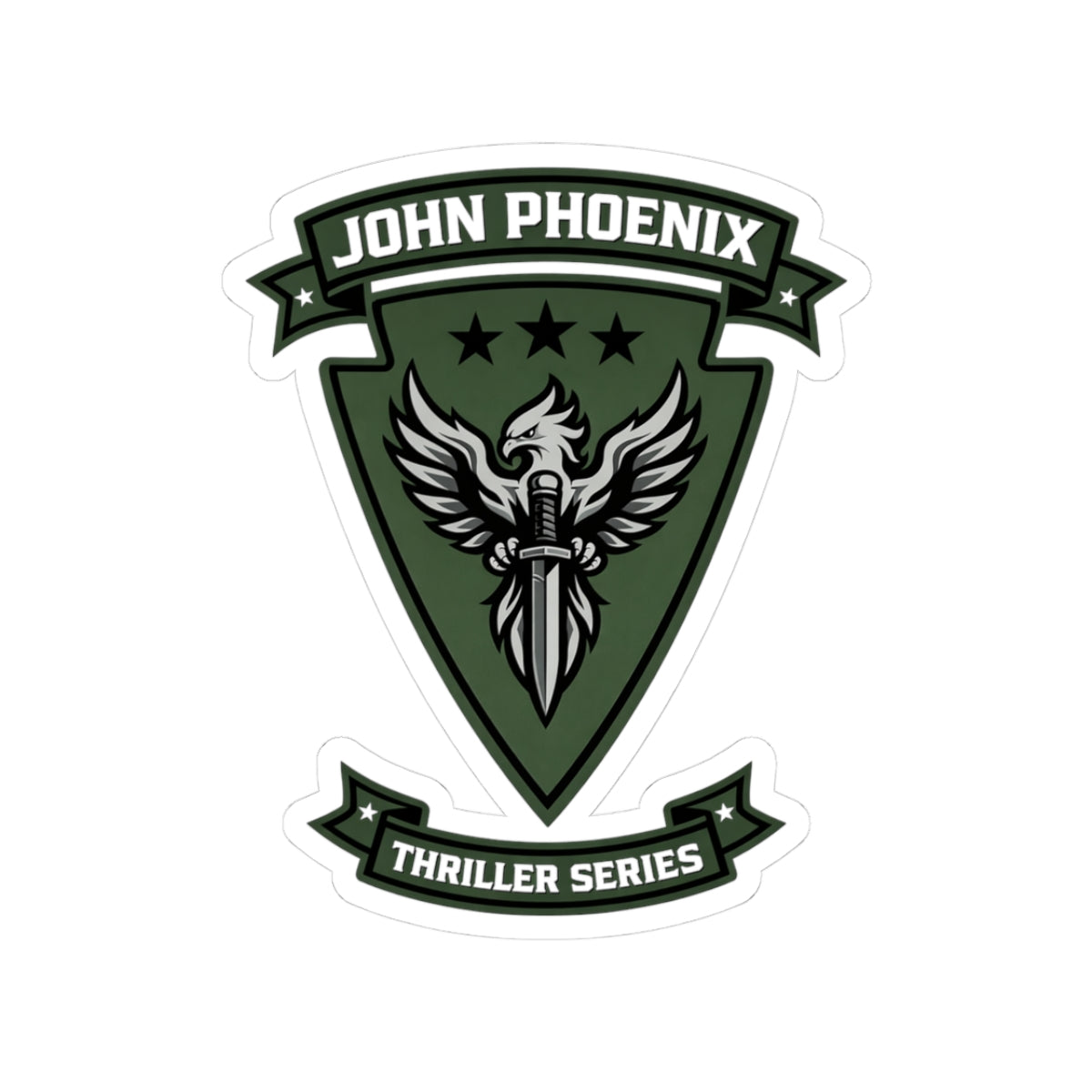 Green John Phoenix Logo Kiss-Cut Stickers | Special Forces Patch
