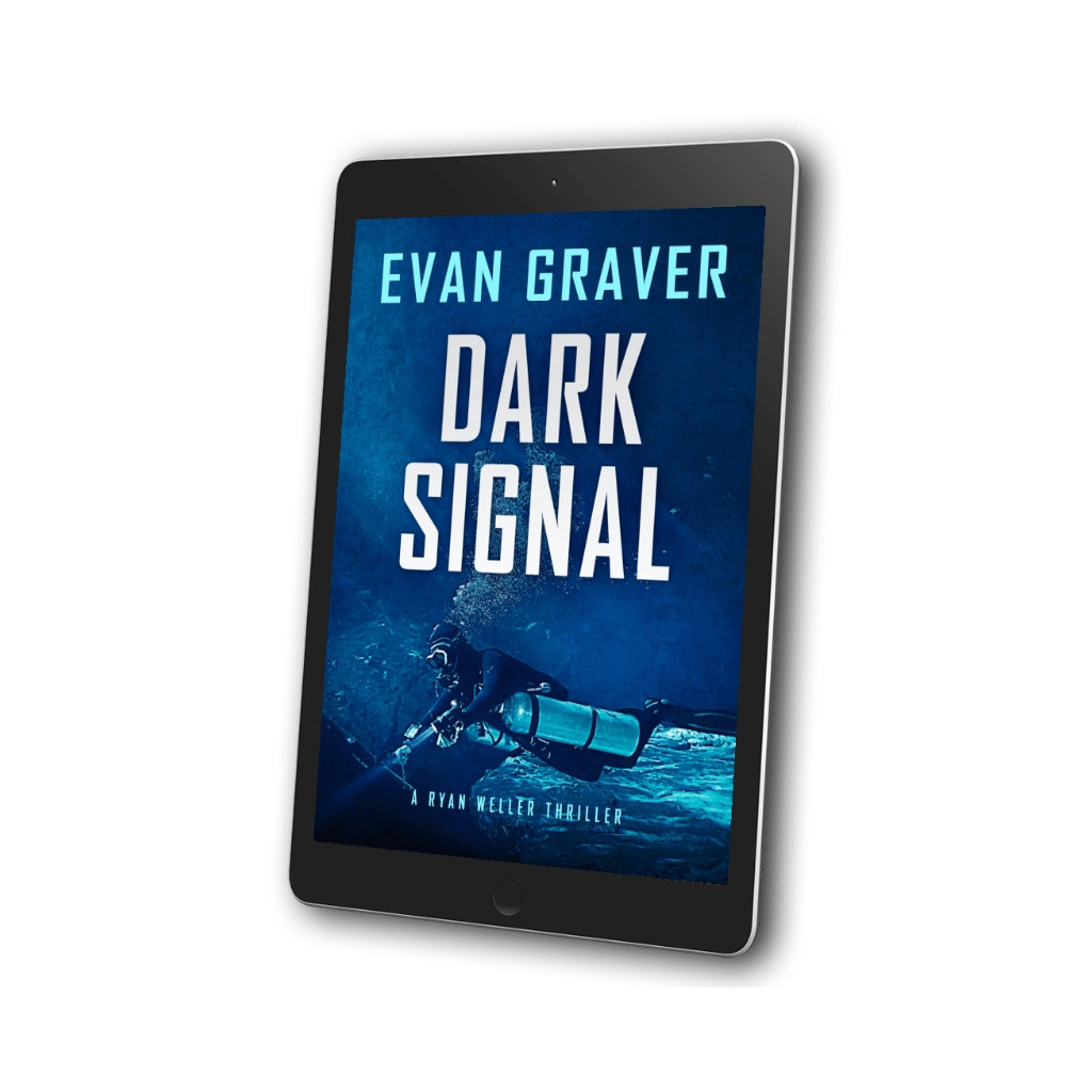 Ebook cover of 'Dark Signal' by Evan Graver on a tablet screen