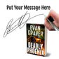 Book titled 'Deadly Phoenix' by Evan Graver with a hand signing it on a white background.