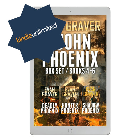 Kindle tablet displaying the 'Graver' book series on Kindle Unlimited with a star-shaped badge.