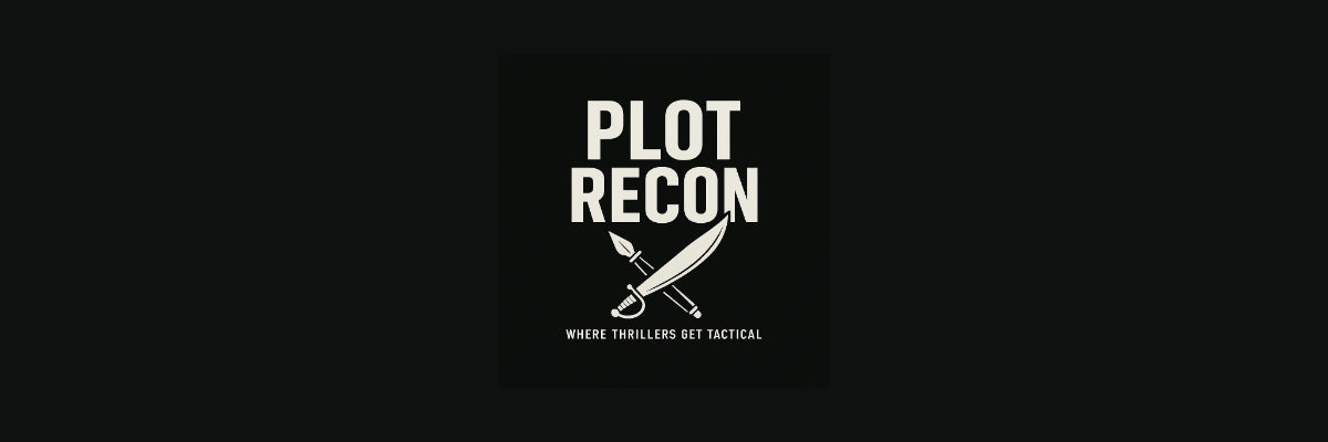 Logo of Plot Recon with a knife graphic on a black background