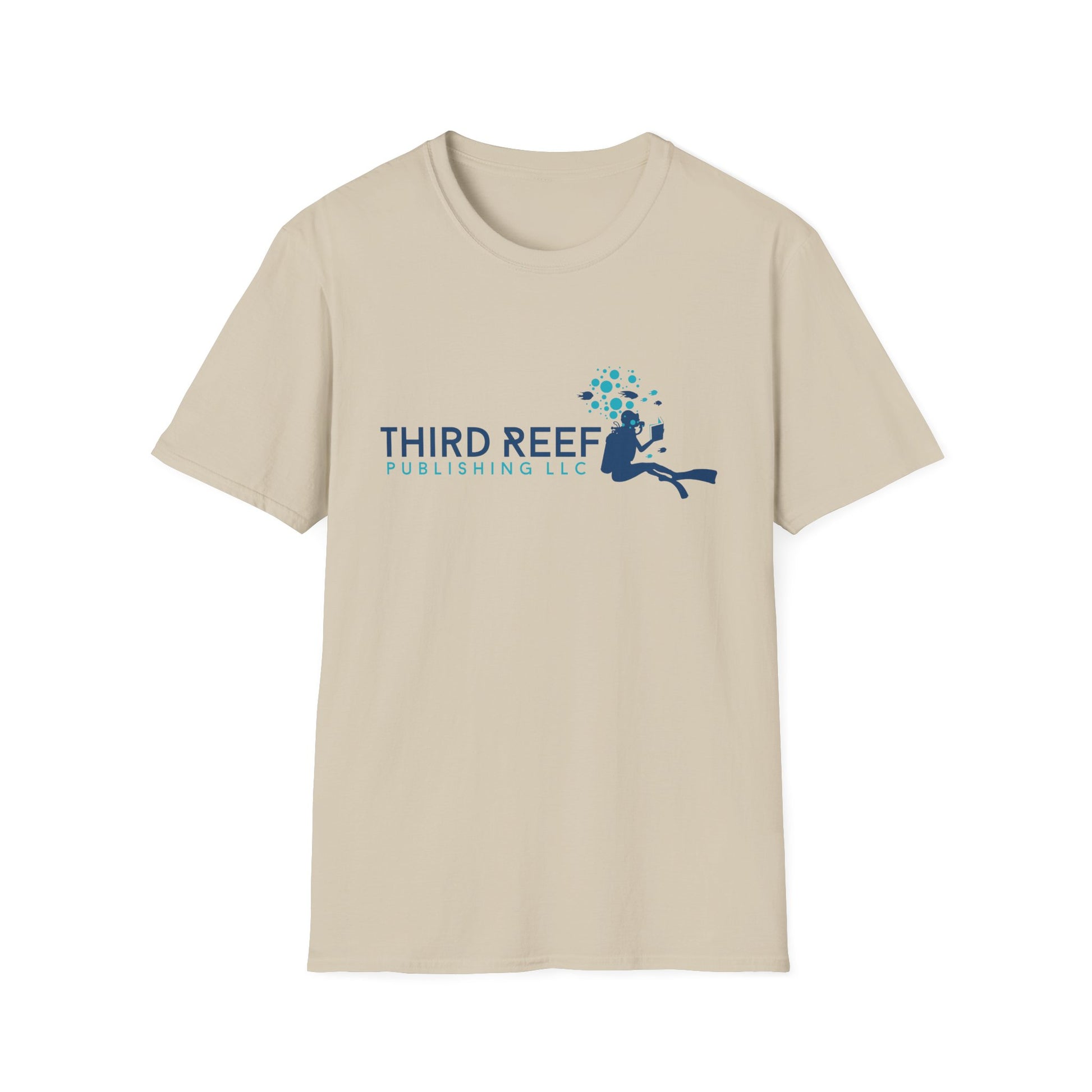 Beige t-shirt with 'Third Reef Publishing LLC' logo on a white background