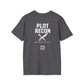 Gray t-shirt with 'PLOT RECON' text and graphic on a white background