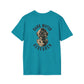 Teal t-shirt with 'Dark Water Research' graphic on the back against a white background