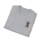 Folded gray t-shirt with 'Dark Water Research' logo on a white background