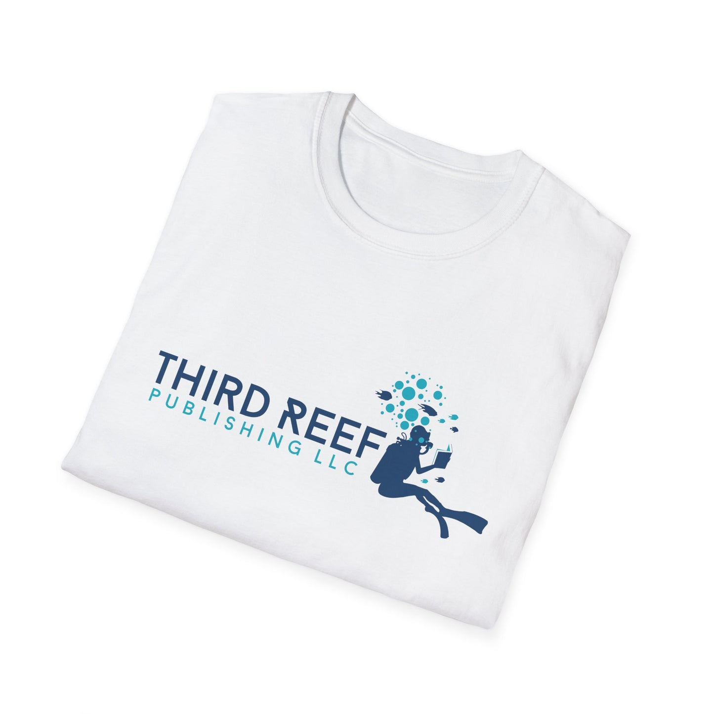 White t-shirt with Third Reef Publishing LLC logo on a white background