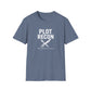 Blue t-shirt with 'Plot Recon' text and graphic on a white background