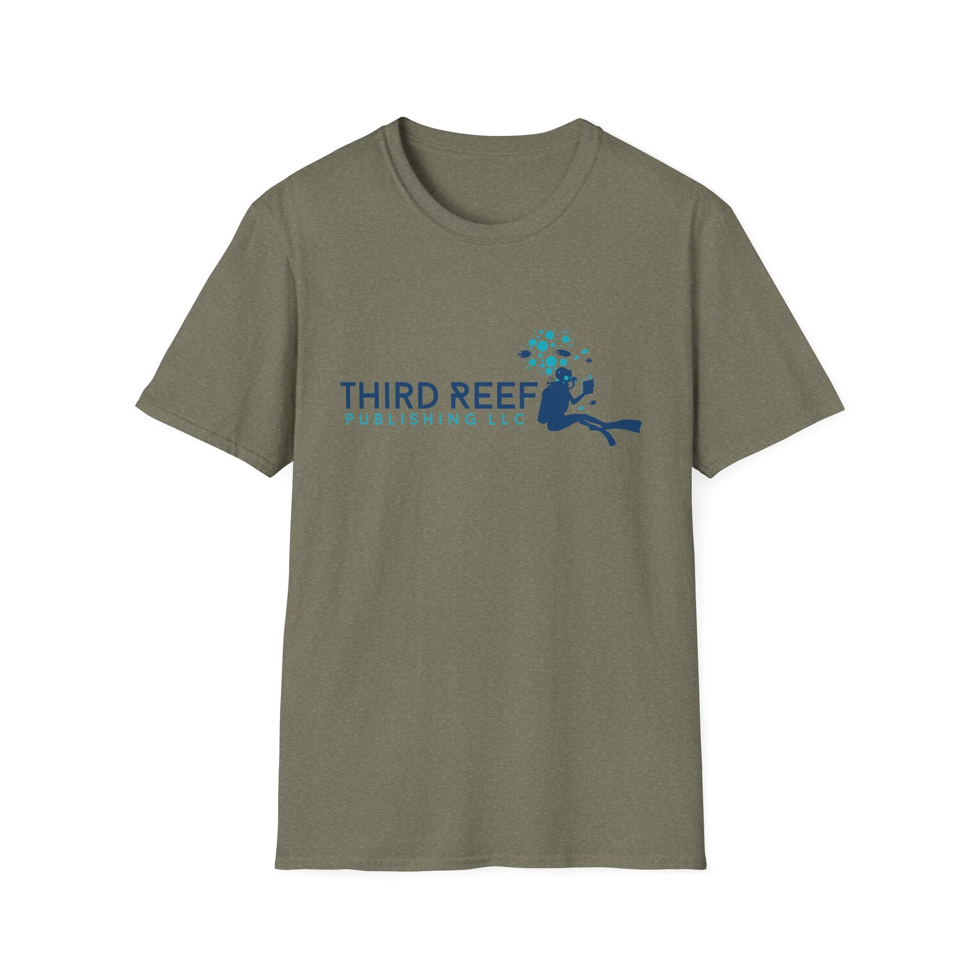 Green t-shirt with 'Third Reef' logo on a white background