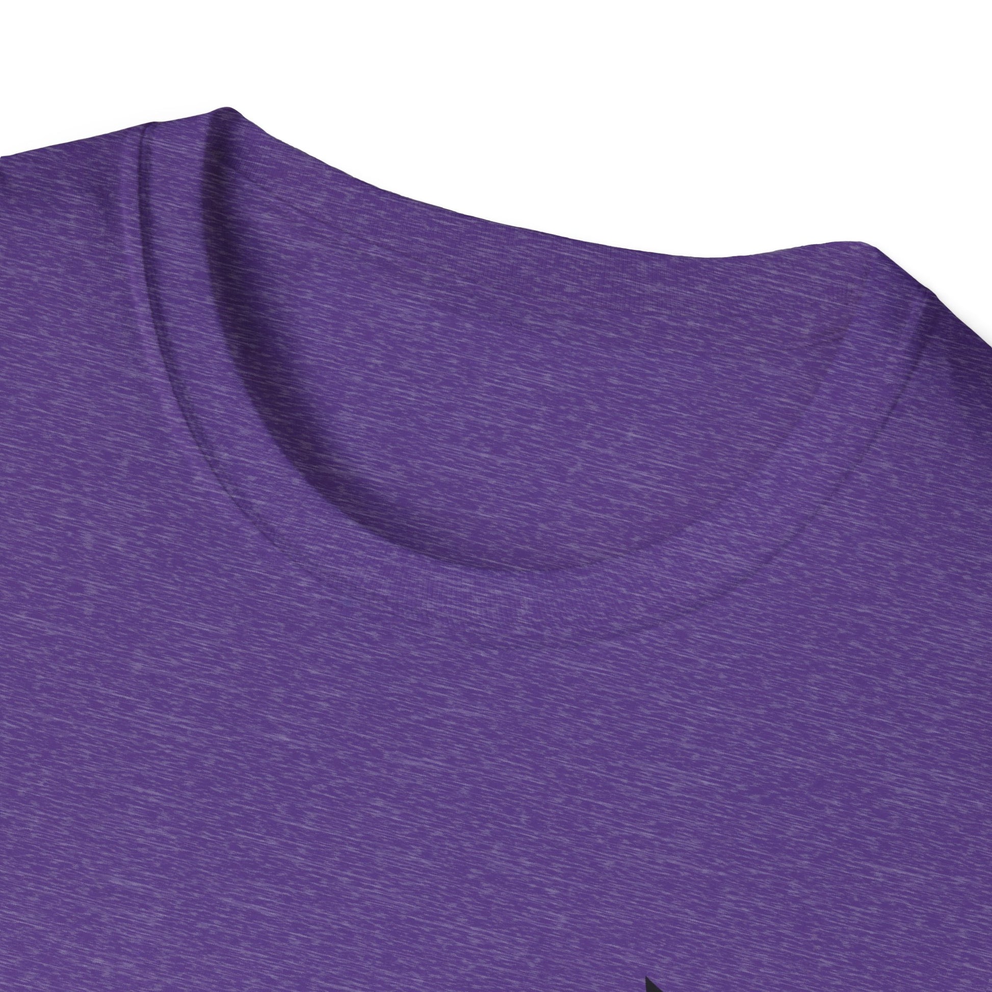 Close-up of a purple shirt with a focus on the neckline.