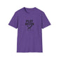 Purple t-shirt with 'PLOT RECON' text and a sword graphic on a white background