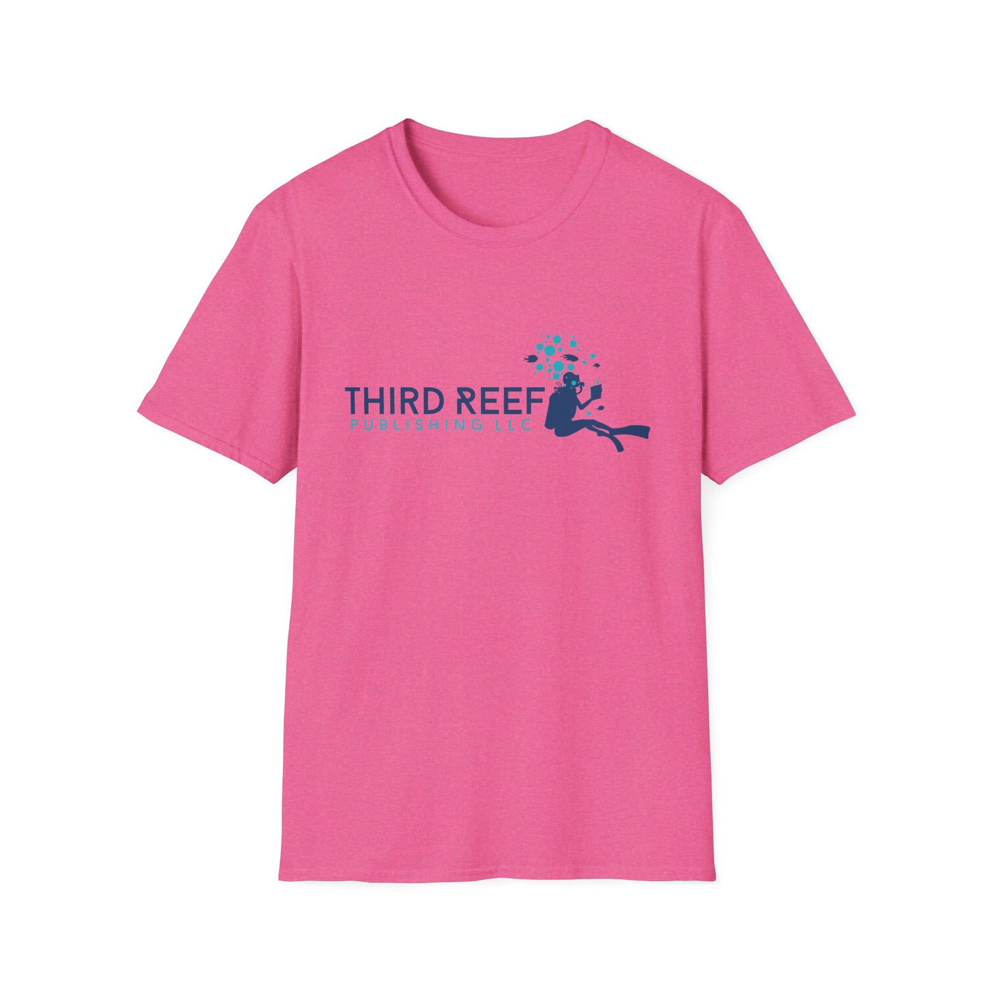 Pink t-shirt with 'Third Reef' logo on a white background