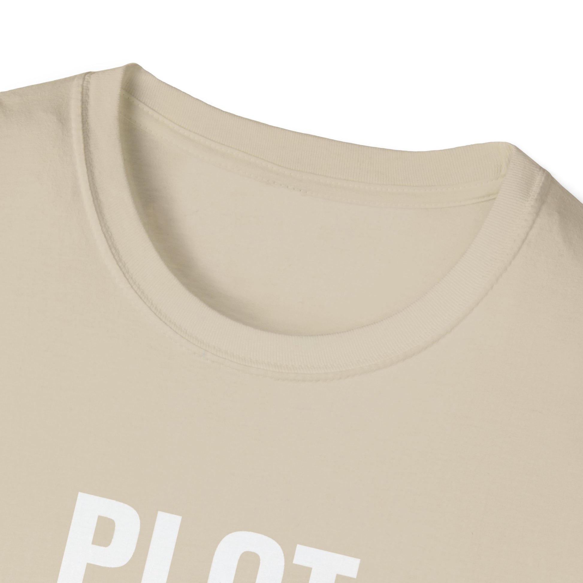 Beige tank top with 'PLOT RECON' text on a beige background