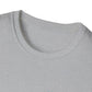 Close-up of a gray t-shirt collar on a white background