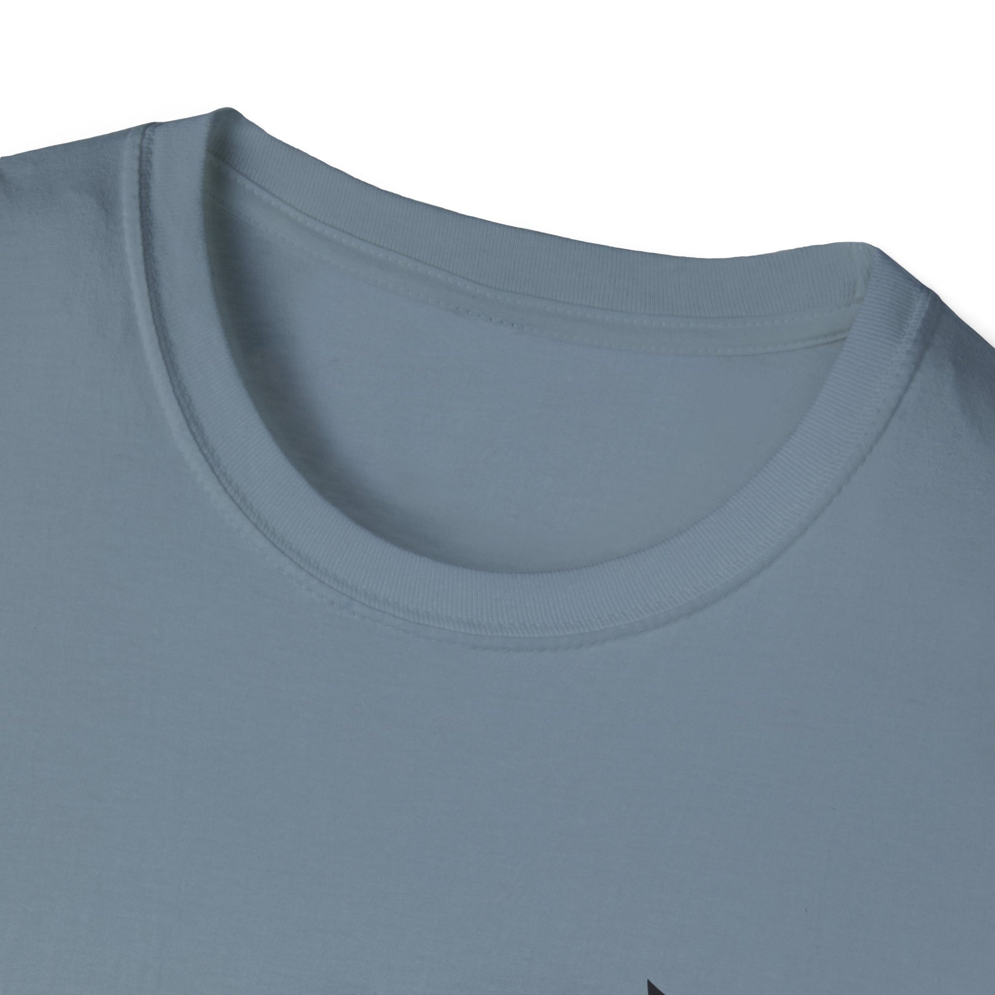 Close-up of a blue t-shirt with a collar on a white background