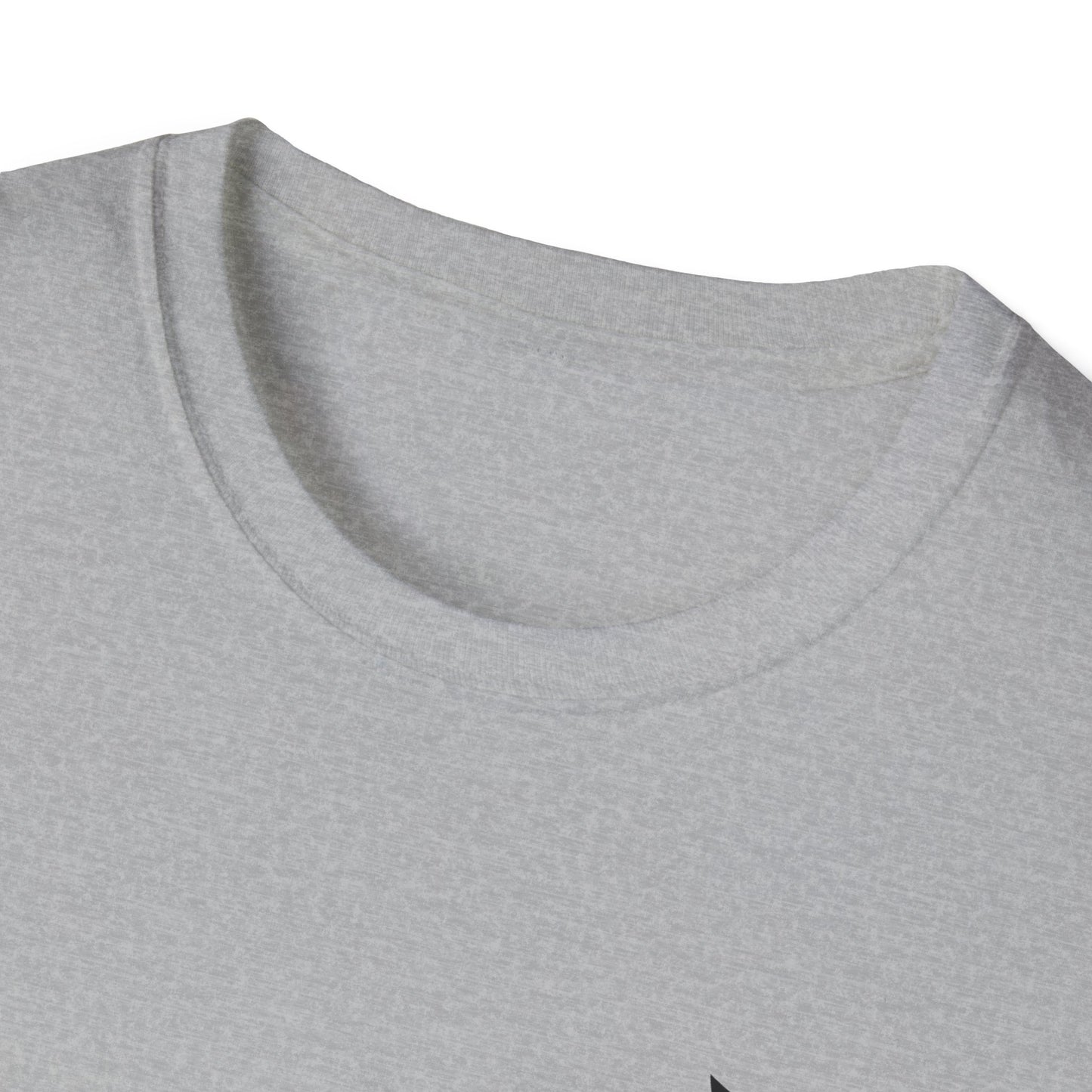 Close-up of a gray t-shirt collar on a white background
