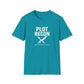 Blue t-shirt with 'Plot Recon' text and graphic on a white background