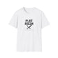 White t-shirt with 'Plot Recon' graphic and text on a white background